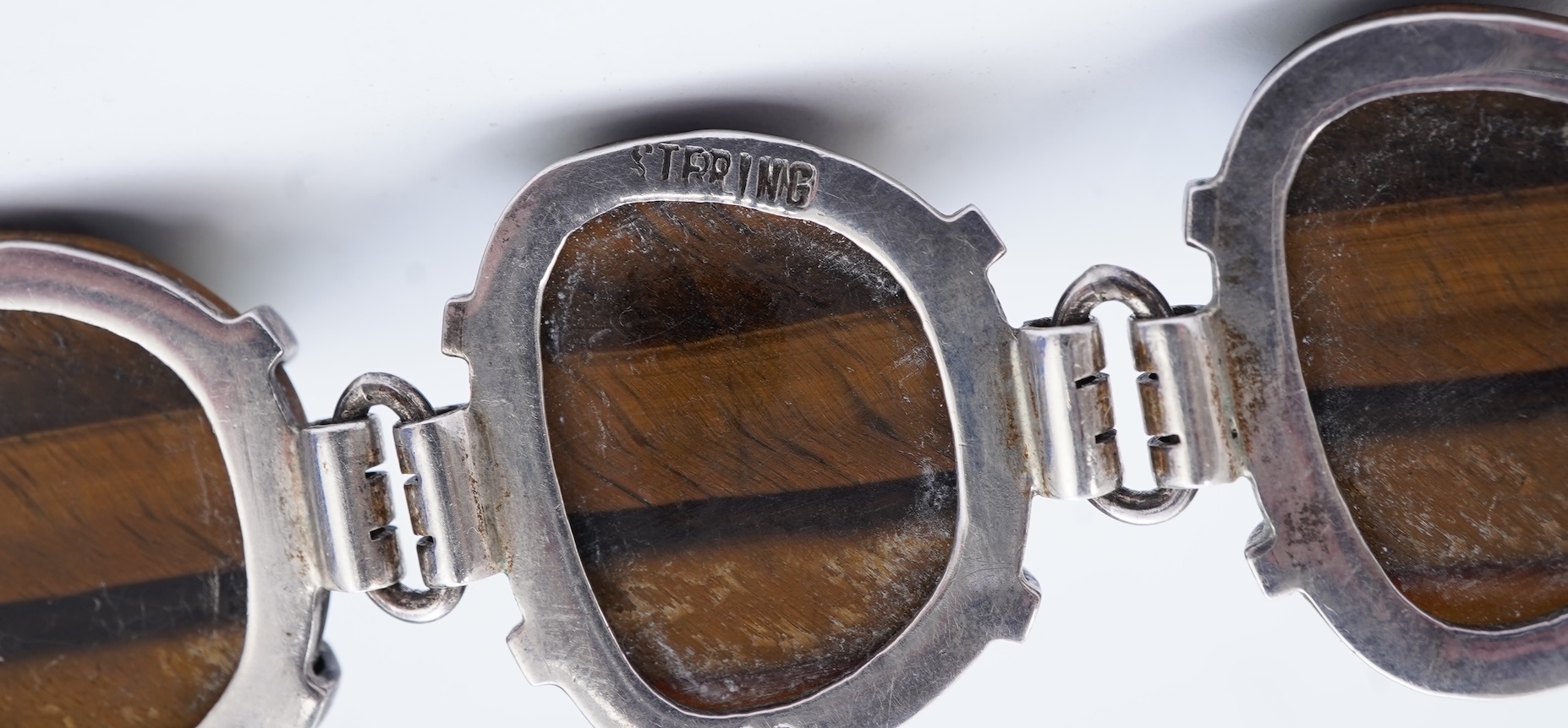 Two silver and hardstone bracelets